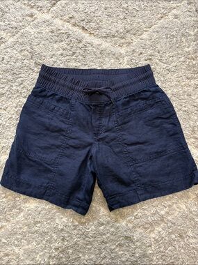 Athleta Navy Drawstring Waist Linen Shorts